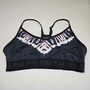 PINK Women Sports Bra Large Black Tie Dye Ultimate Wireless READ